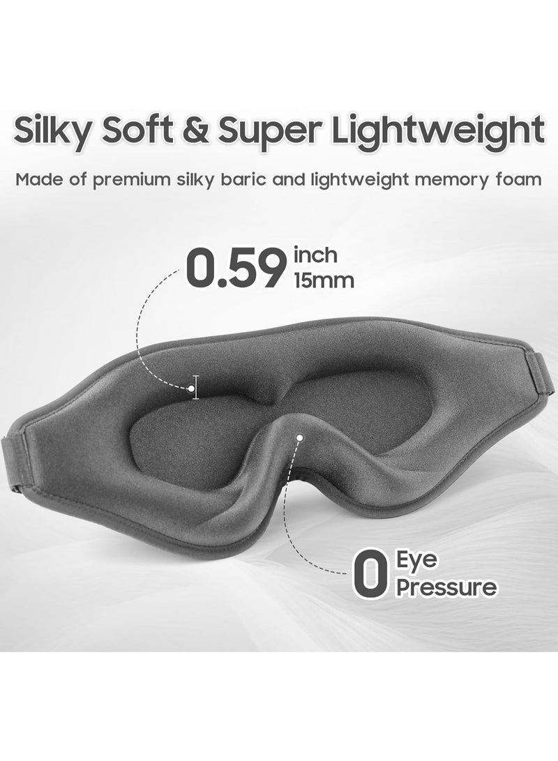 ChicAbode Sleep Mask,Total Blackout 3D Sleeping Mask, Super Lightweight & Silky Soft Eye Mask for Sleeping, Fully Adjustable Fit for Home, Office, Traveling, Meditation, Yoga, Gray - Image 4